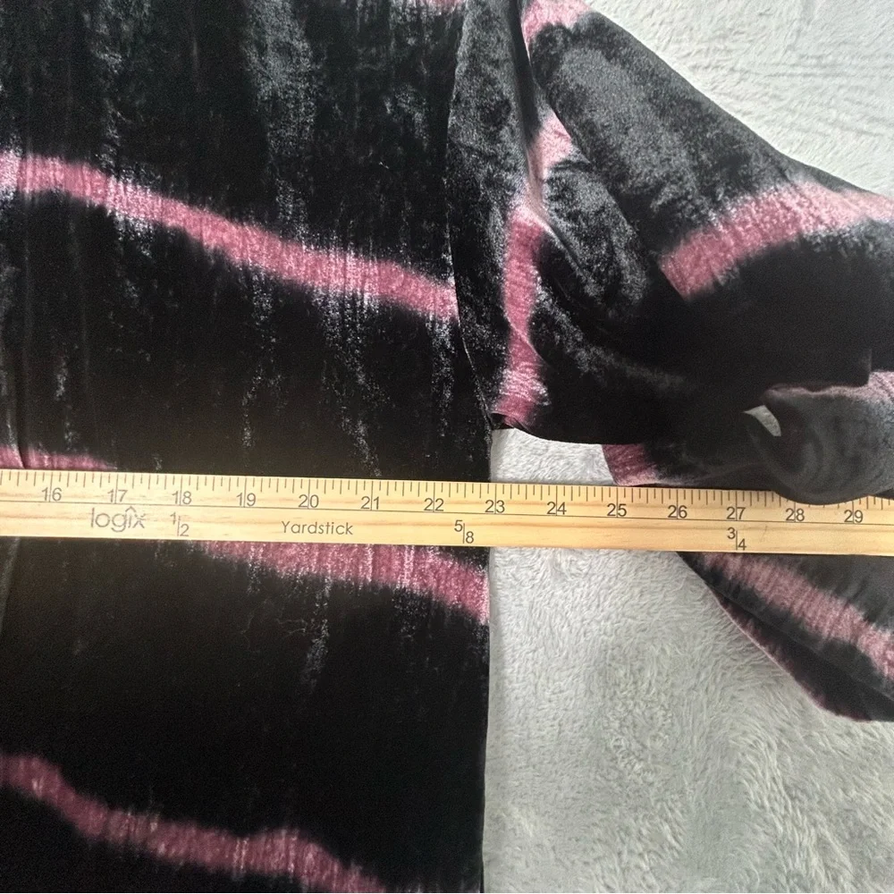 Pure‎ Jill J Jill Long Cardigan Duster Womens Medium Velvet Open Striped Pockets